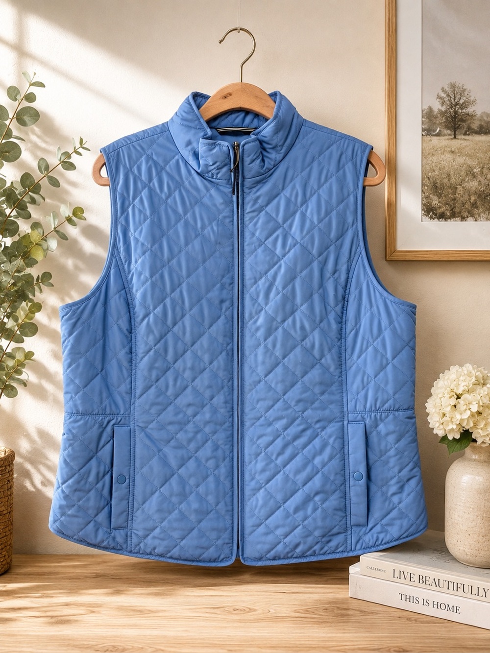 Talbots Petite Blue Quilted Puffer Vest XL Petite